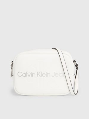 Calvin Klein Sculpt Cross Body Logo Camera Bag, Ancient White at John Lewis  & Partners