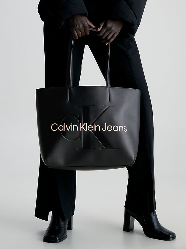 bolso tote black with rose de mujer calvin klein jeans