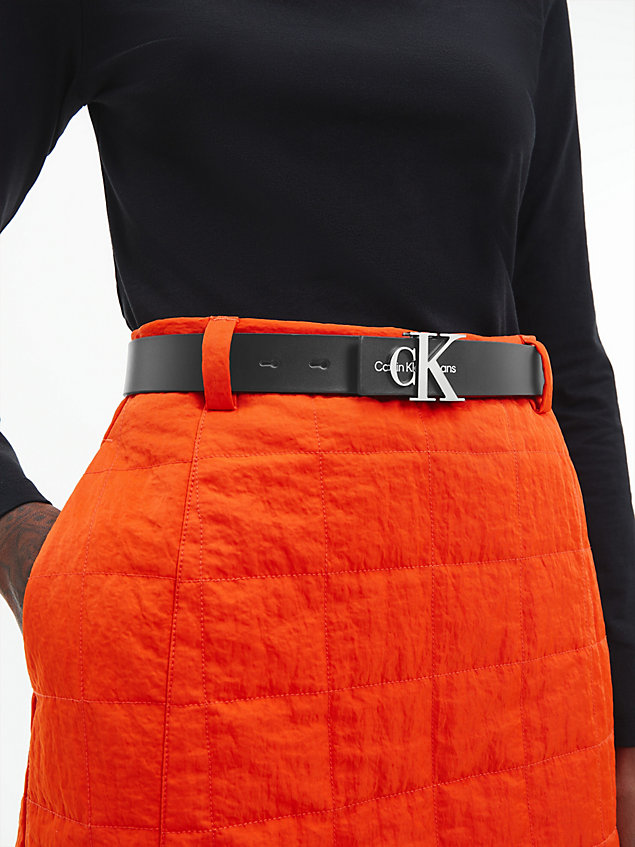 black skórzany pasek z logo dla kobiety - calvin klein jeans