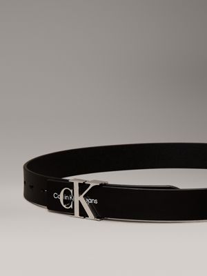 black leather logo belt for women calvin klein jeans