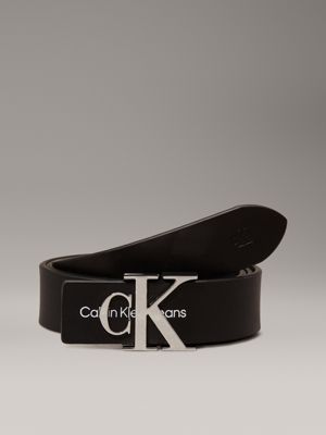 black leather logo belt for women calvin klein jeans