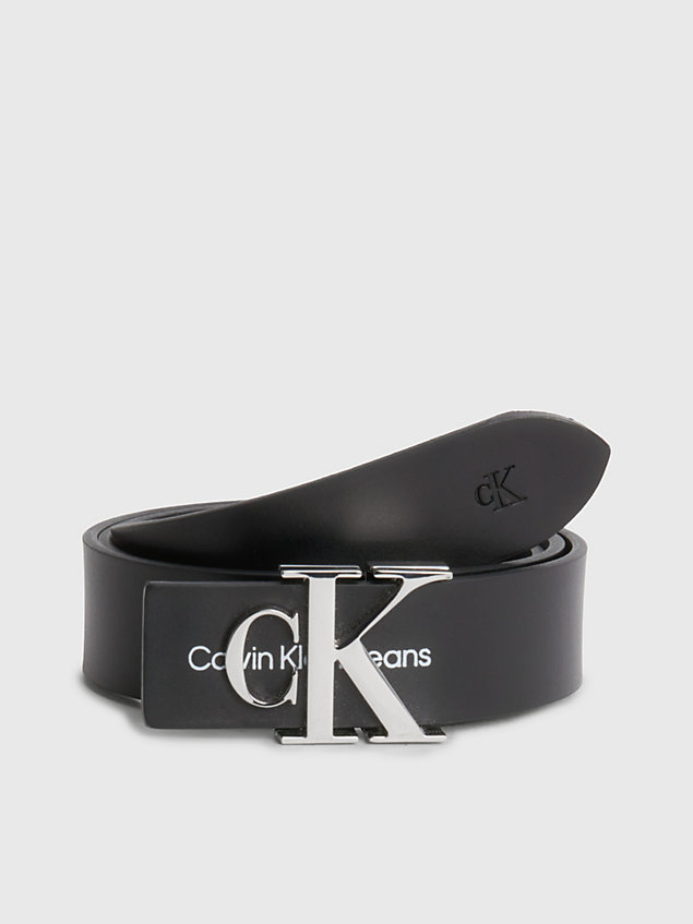black logo-ledergürtel für damen - calvin klein jeans