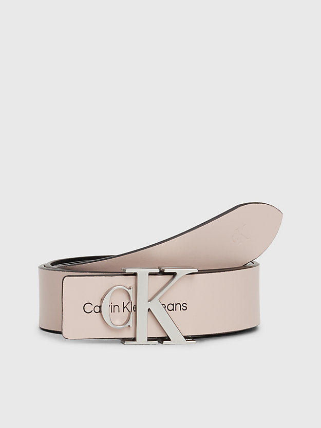 pale conch leather logo belt for women calvin klein jeans