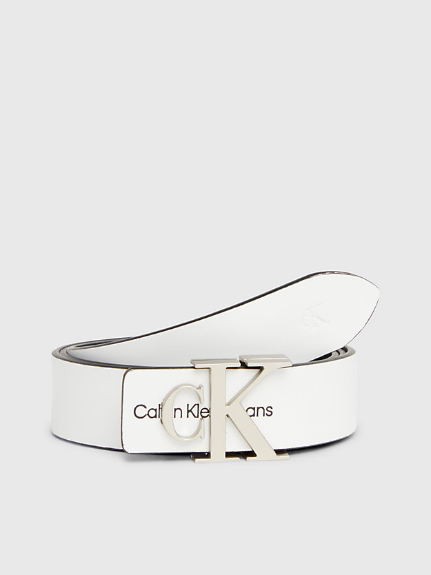 bright white leather logo belt for women calvin klein jeans