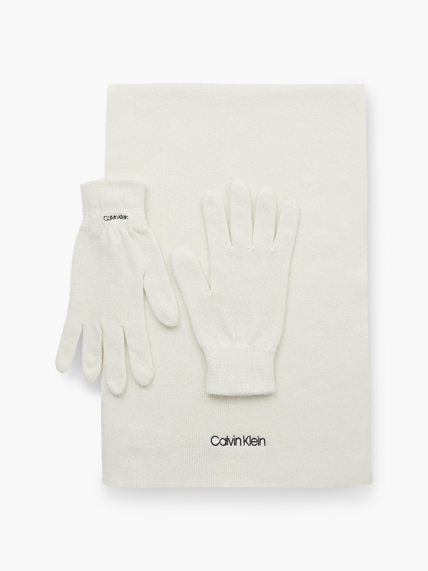 Ecru Geschenkset Aus Bio-Baumwollschal Und Handschuhen undefined Damen Calvin Klein