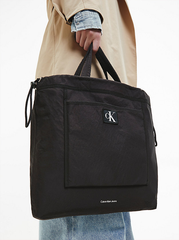 BLACK Recycled Nylon Reversible Tote Bag for women CALVIN KLEIN JEANS