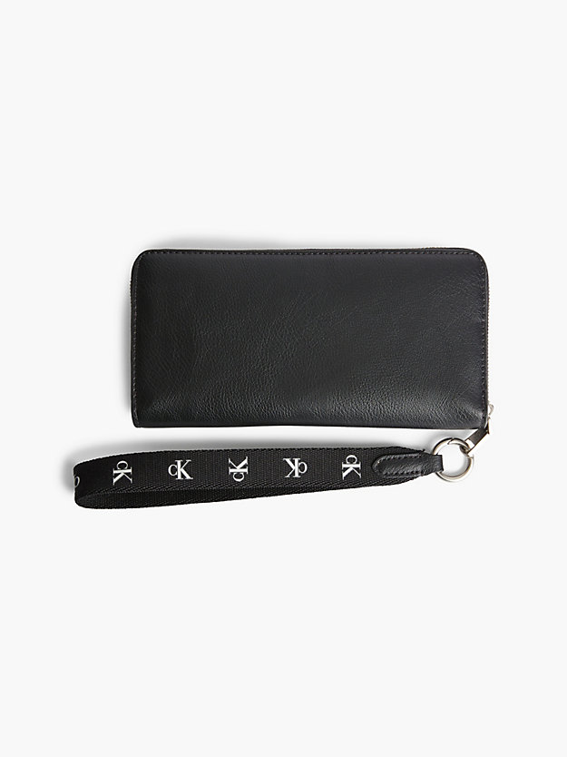 BLACK Recycled Zip Around Wallet with Strap for women CALVIN KLEIN JEANS