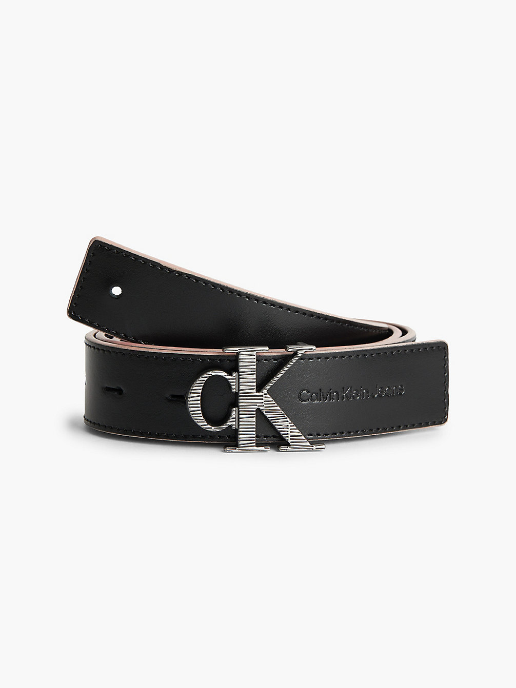 BLACK Leather Logo Belt undefined women Calvin Klein