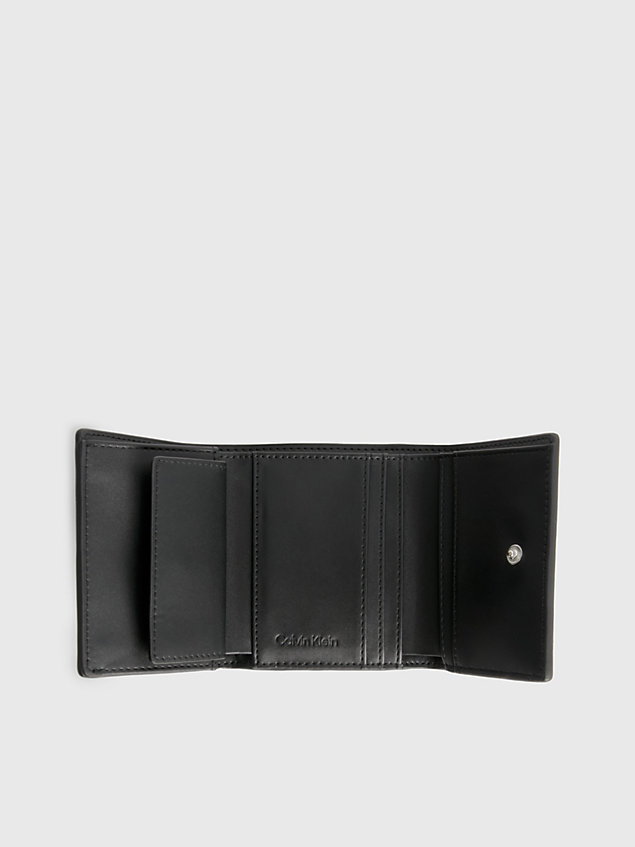 black small recycled trifold wallet for women calvin klein