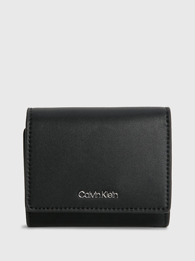 black mały trzyczęściowy portfel z materiałów z recyklingu dla kobiety - calvin klein