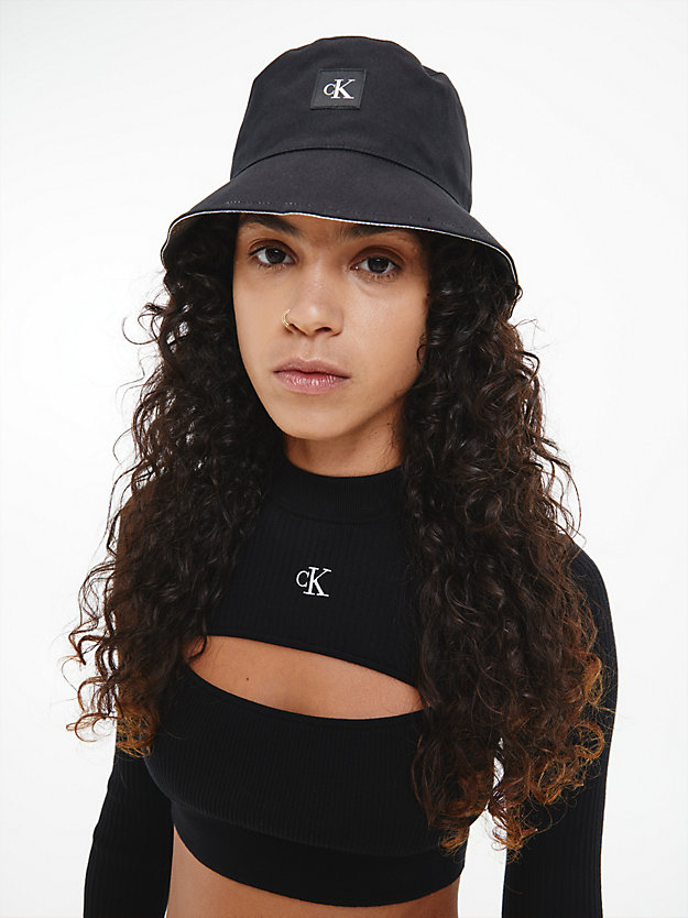 BLACK/SILVER Recycled Reversible Bucket Hat for women CALVIN KLEIN JEANS