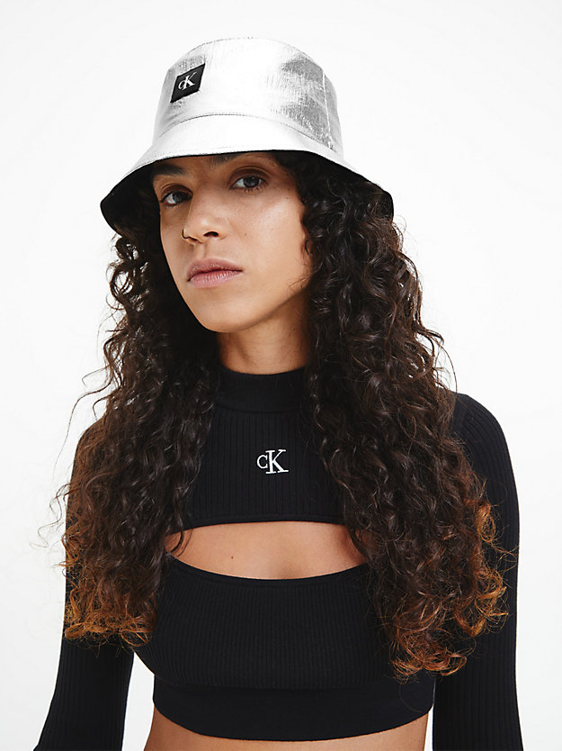 BLACK SILVER Recycled Reversible Bucket Hat for women CALVIN KLEIN JEANS