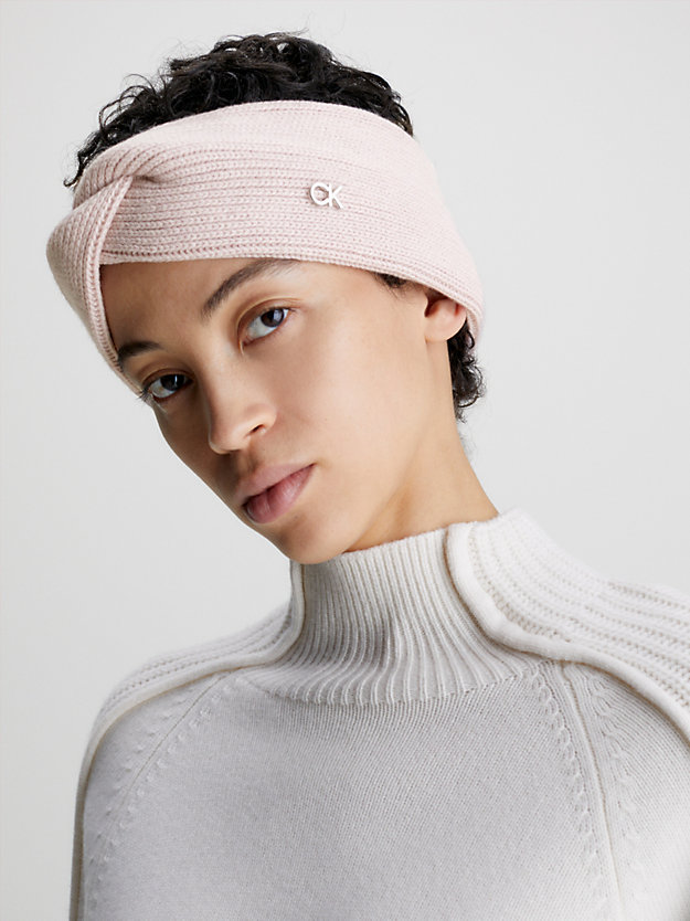 pale mauve wool blend headband for women calvin klein