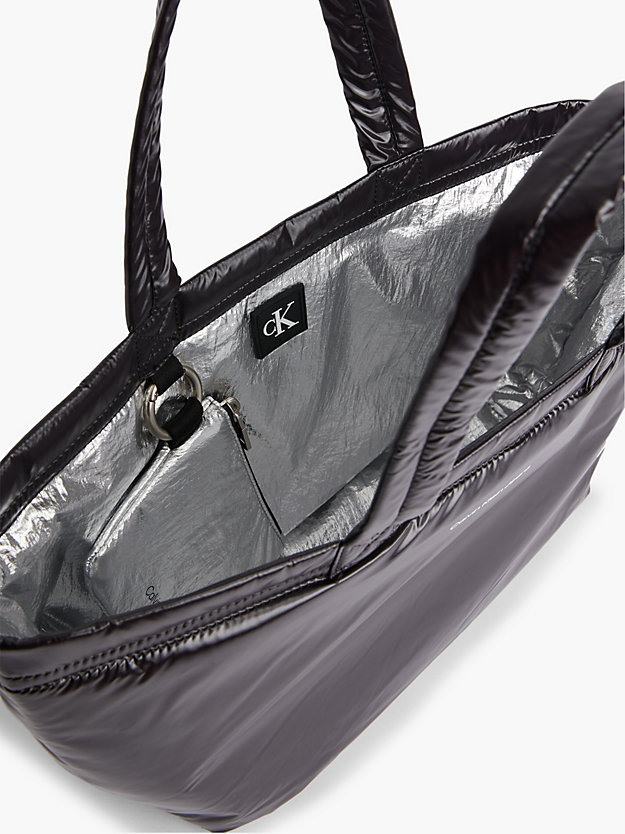 BLACK SILVER Recycled Reversible Puffer Tote Bag for women CALVIN KLEIN JEANS