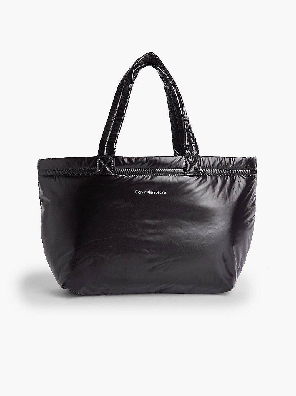 BLACK SILVER Recycled Reversible Puffer Tote Bag undefined women Calvin Klein