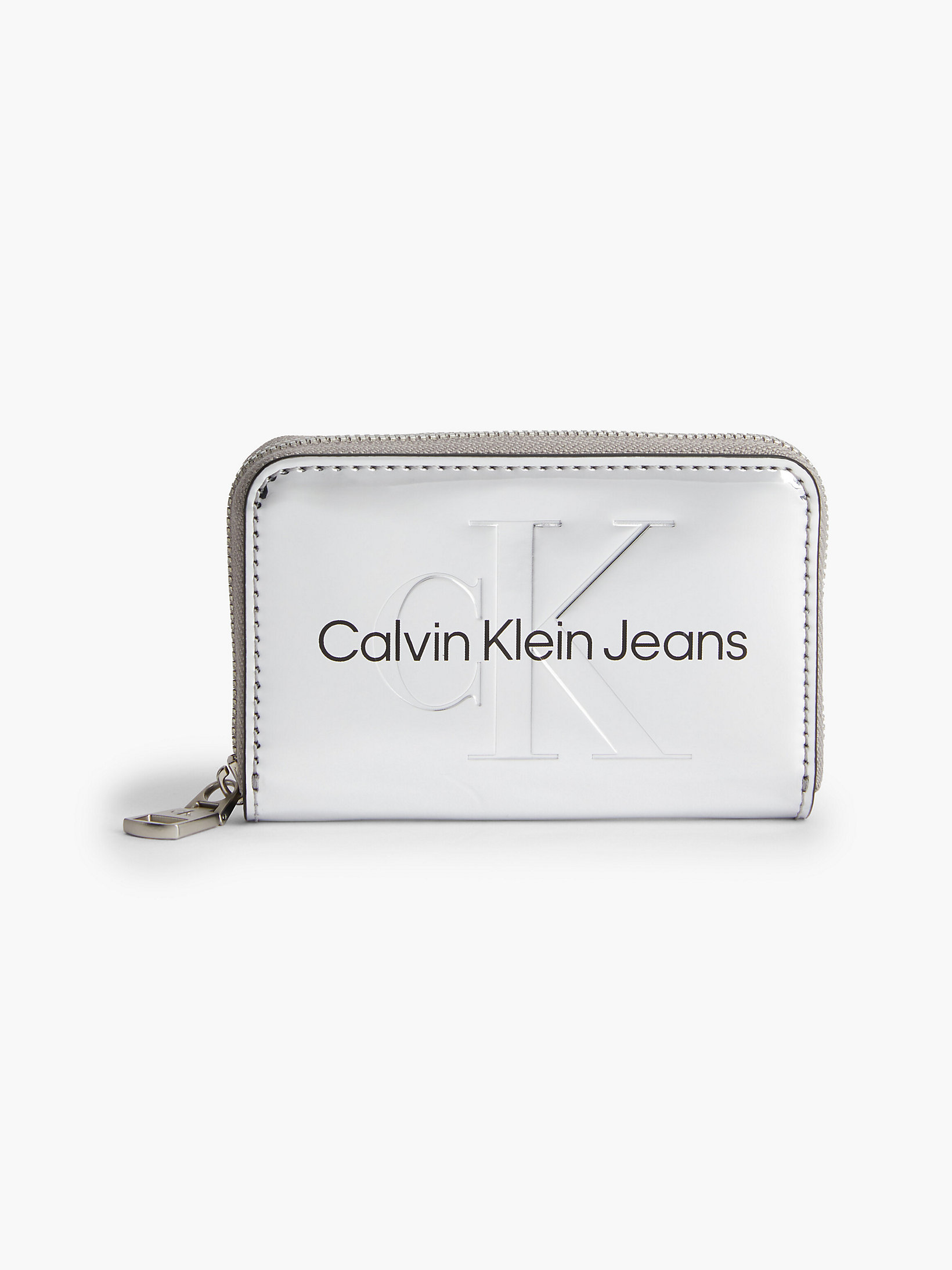 Silver Portemonnaie Mit Rundum-Reißverschluss, Silberfarben undefined Damen Calvin Klein
