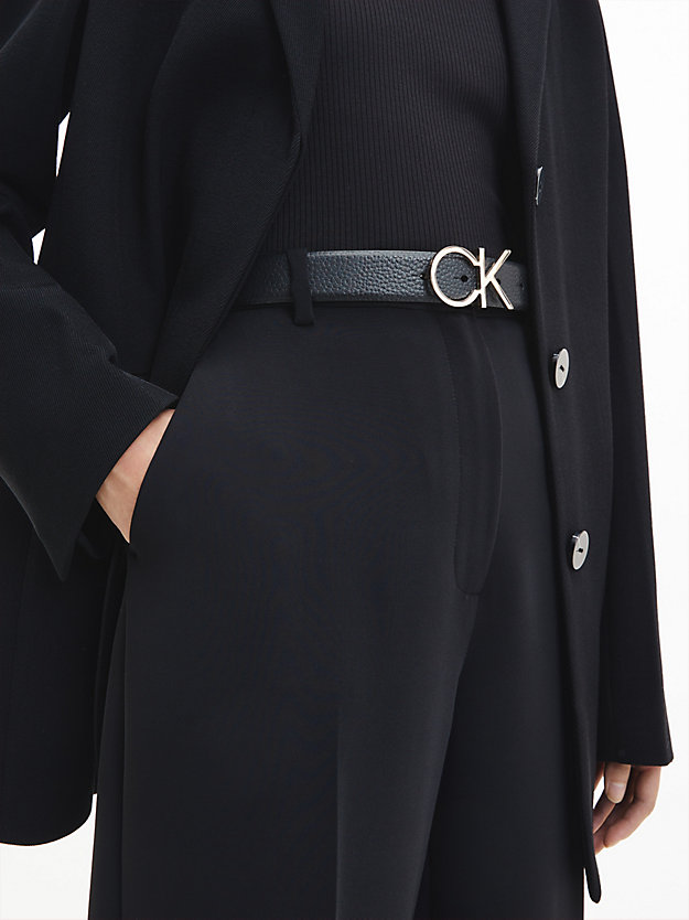 CK BLACK Cintura in pelle con logo da donna CALVIN KLEIN
