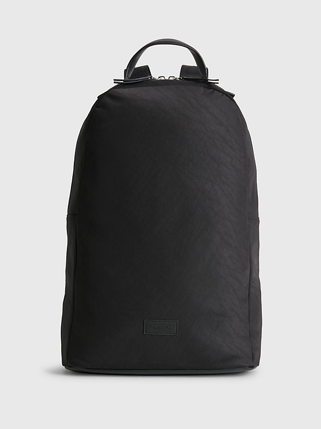 black recycled nylon round backpack for women calvin klein