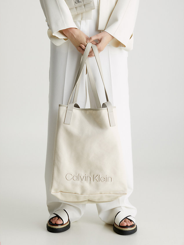 grey large sustainable canvas tote bag for women calvin klein