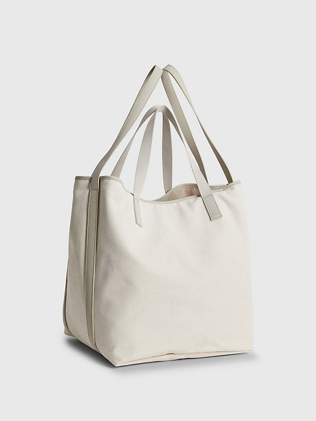 stoney beige large sustainable canvas tote bag for women calvin klein
