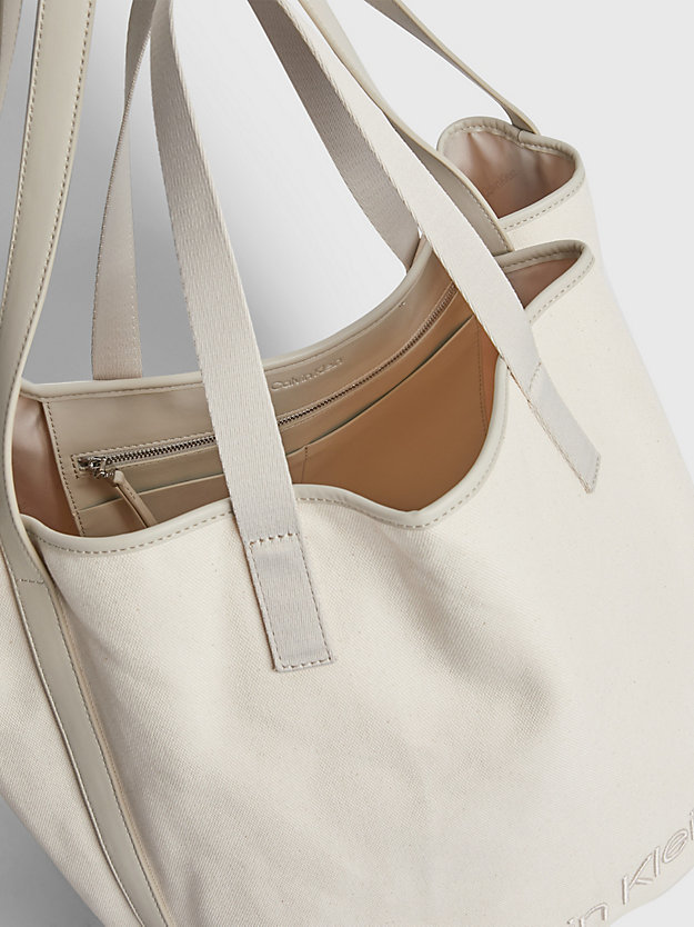 STONEY BEIGE Large Sustainable Canvas Tote Bag for women CALVIN KLEIN