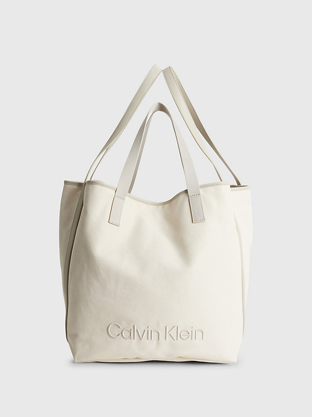 grey large sustainable canvas tote bag for women calvin klein
