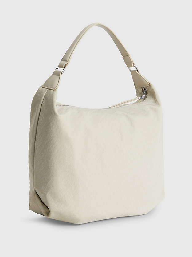 stoney beige recycled nylon hobo bag for women calvin klein