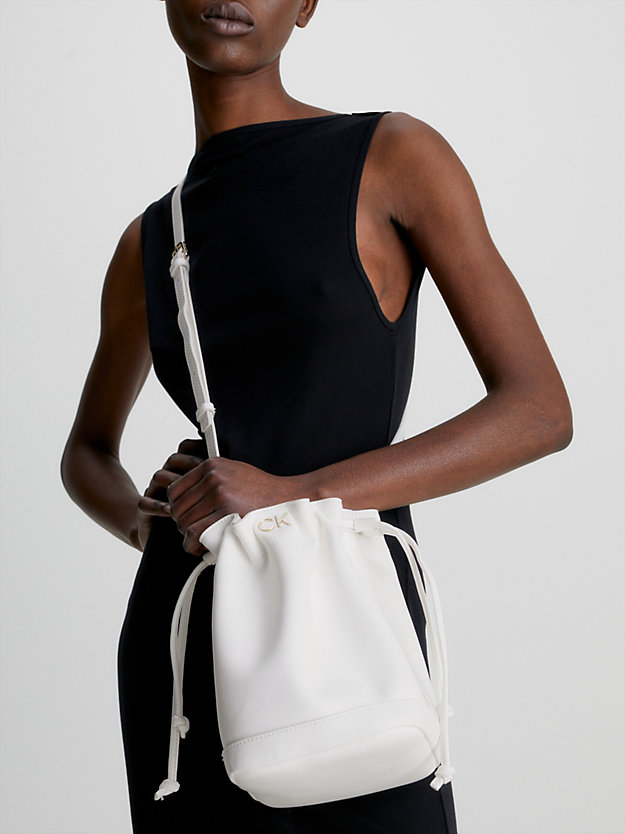 BRIGHT WHITE Small Recycled Bucket Bag for women CALVIN KLEIN