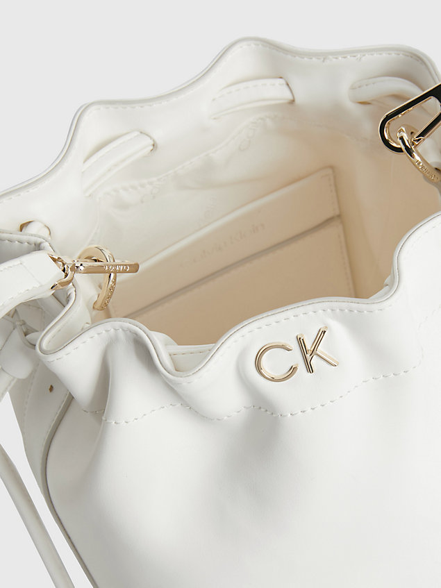 white small recycled bucket bag for women calvin klein