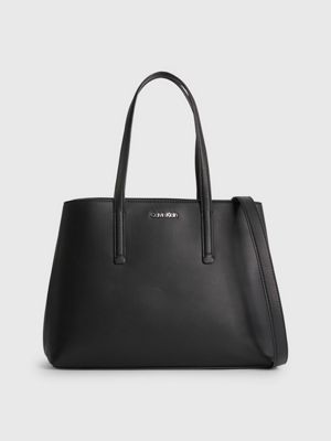 CALVIN KLEIN FLAT BAG IN HAMMERED FAUX LEATHER Woman Black