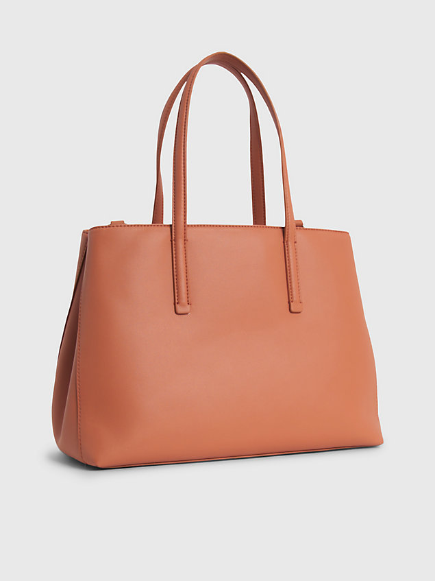 brown faux leather tote bag for women calvin klein