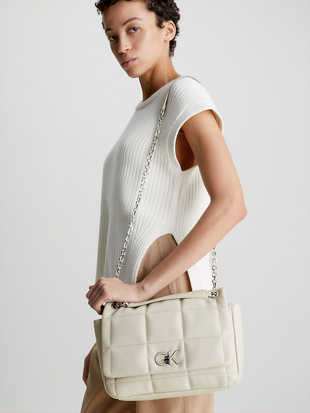 STONEY BEIGE Recycled Quilted Shoulder Bag for women CALVIN KLEIN