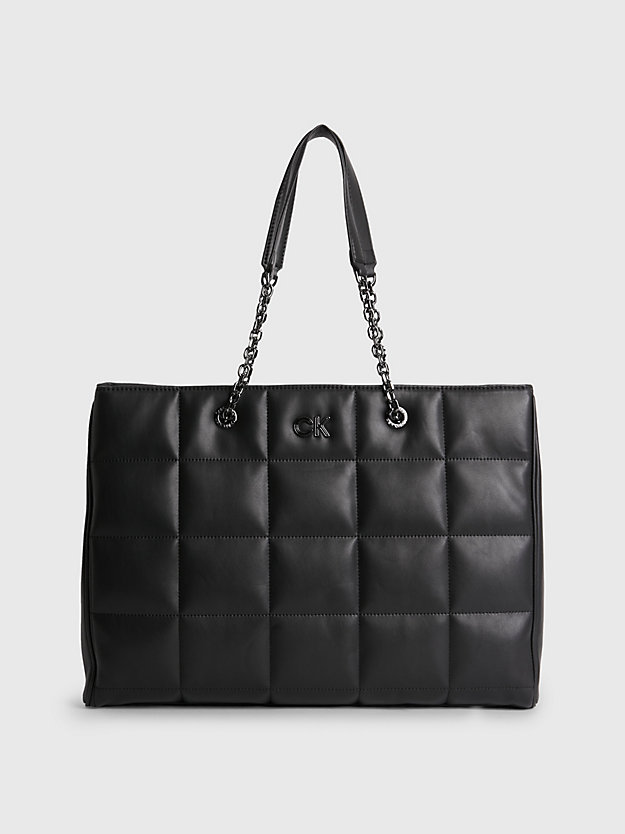 CK BLACK Large Recycled Quilted Tote Bag for women CALVIN KLEIN