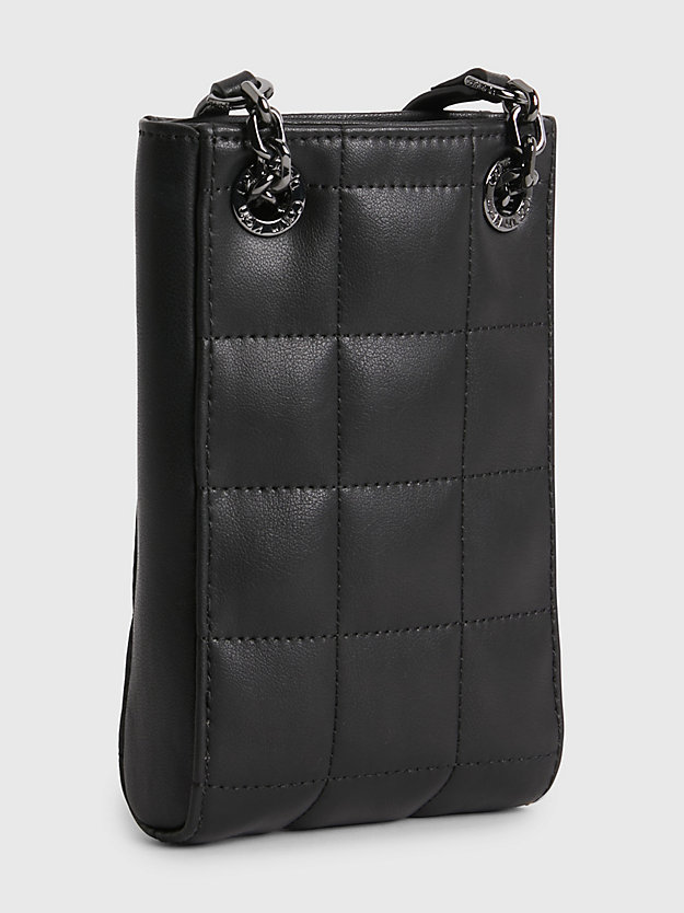 CK BLACK Recycled Quilted Phone Bag for women CALVIN KLEIN