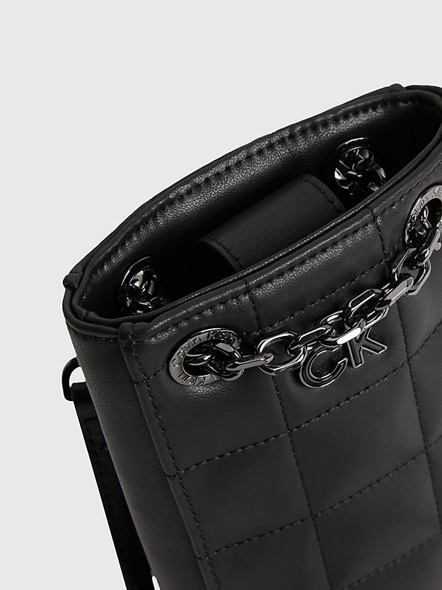 CK BLACK Recycled Quilted Phone Bag for women CALVIN KLEIN