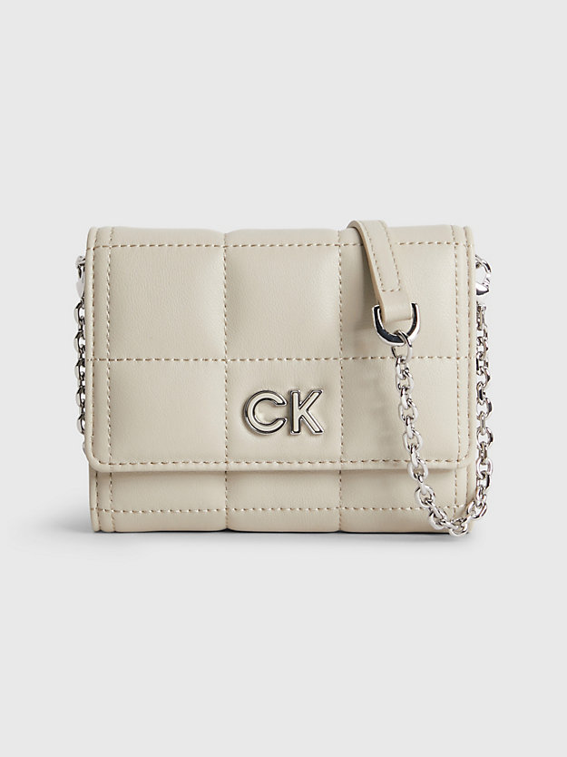 stoney beige recycled quilted wallet bag for women calvin klein