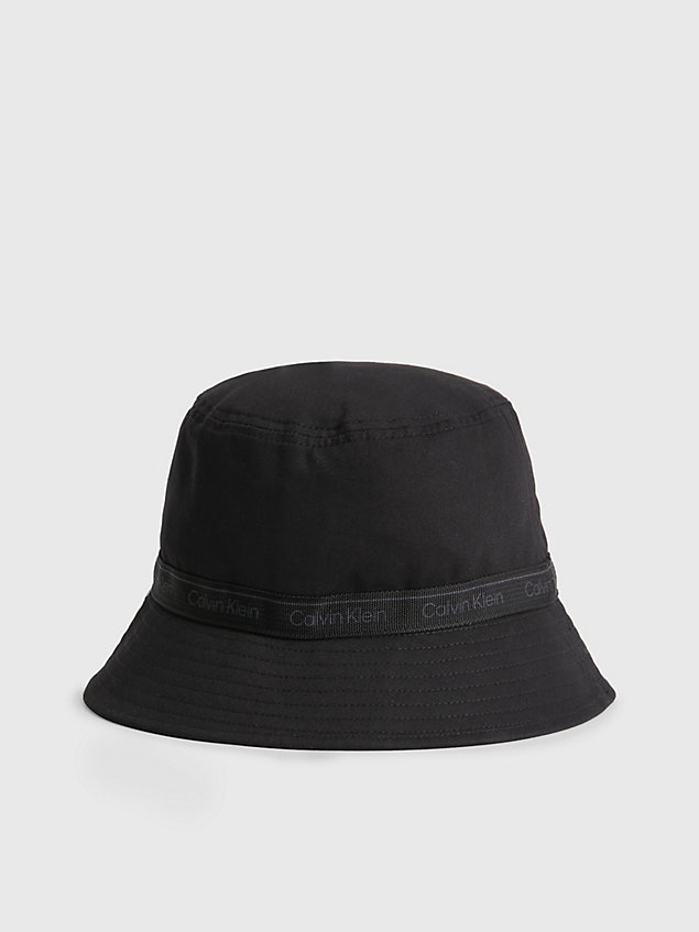 black organic cotton bucket hat for women calvin klein