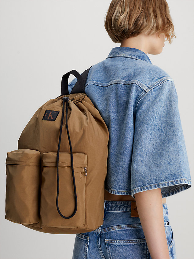 brown recycled nylon sling bag for women calvin klein jeans