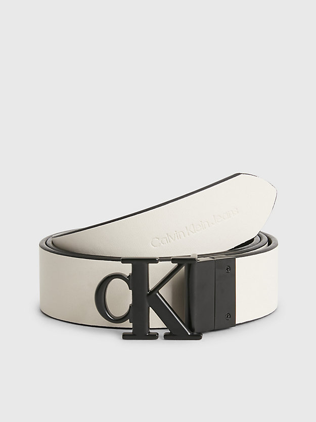 BLACK / ANCIENT WHITE Cinturón reversible de piel con logo de hombre CALVIN KLEIN JEANS