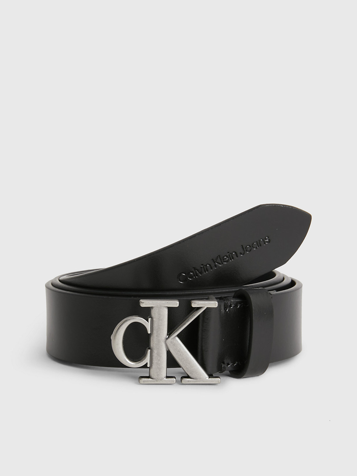 BLACK Leather Logo Belt for women CALVIN KLEIN JEANS