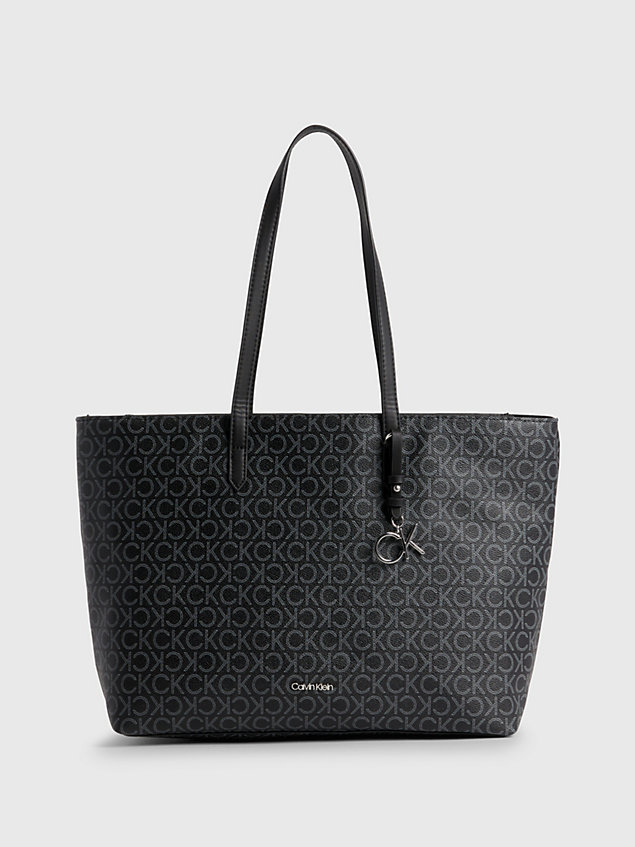 black torba tote z materiałów z recyklingu z logo dla kobiety - calvin klein