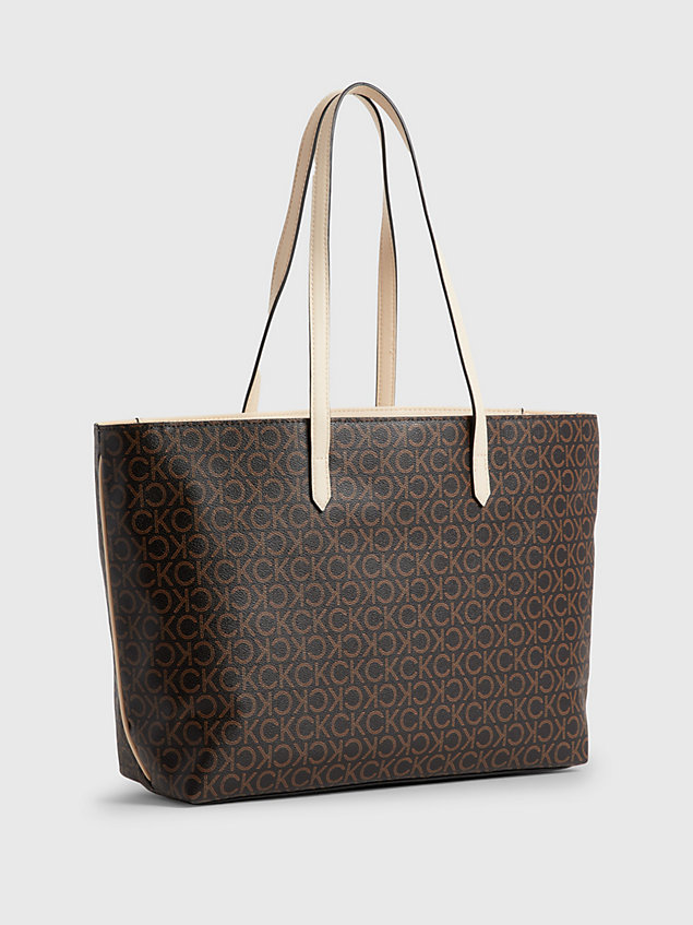 brown torba tote z materiałów z recyklingu z logo dla kobiety - calvin klein