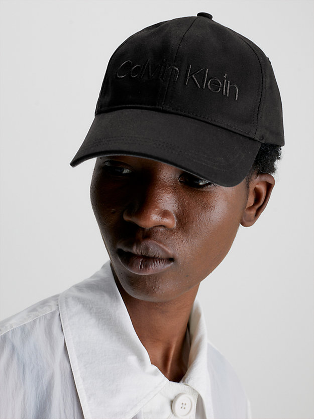ck black organic cotton logo cap for women calvin klein