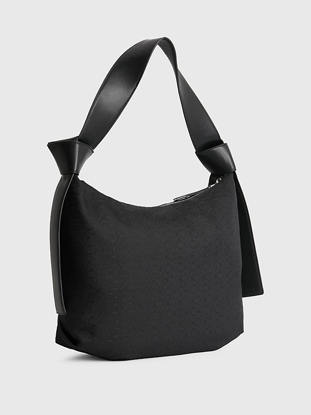 CK BLACK Recycled Logo Jacquard Hobo Bag for women CALVIN KLEIN