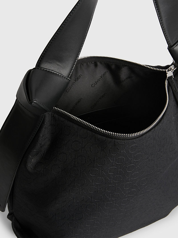 CK BLACK Żakardowa torba hobo z logo z materiałów z recyklingu dla Kobiety CALVIN KLEIN