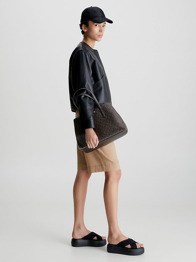 brown mono torba tote z logo dla kobiety - calvin klein