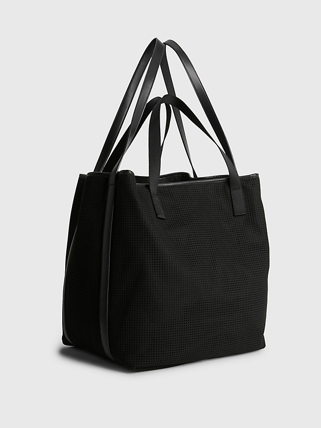ck black large perforated tote bag for women calvin klein