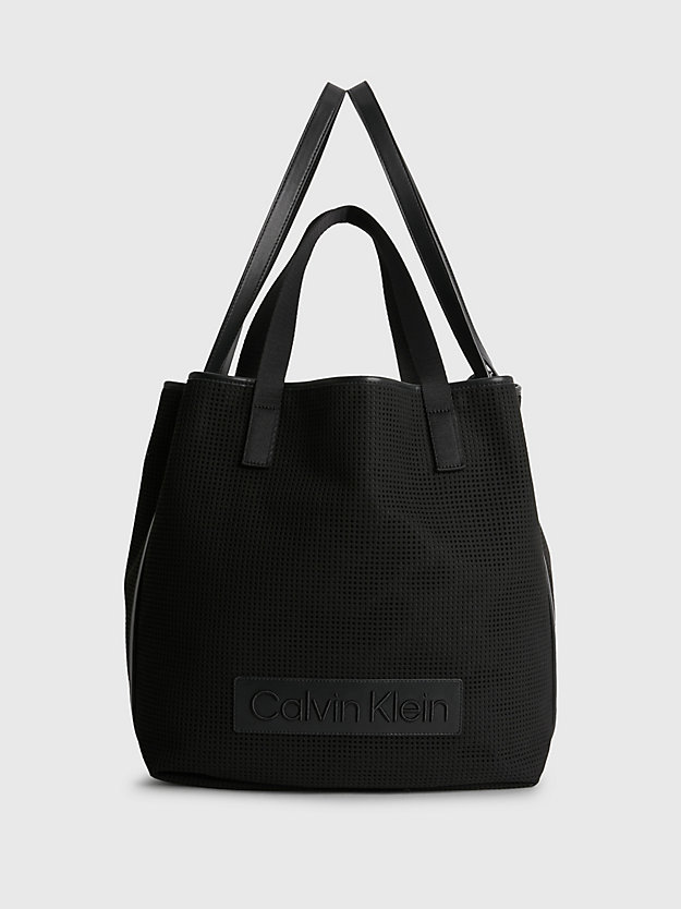 ck black large perforated tote bag for women calvin klein
