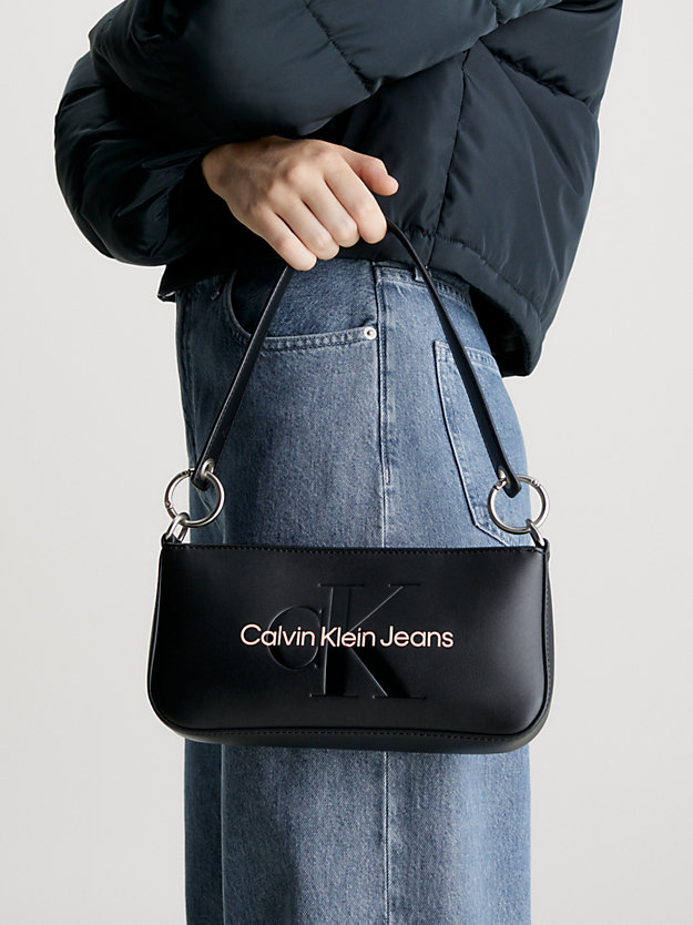 black with rose shoulder bag for women calvin klein jeans