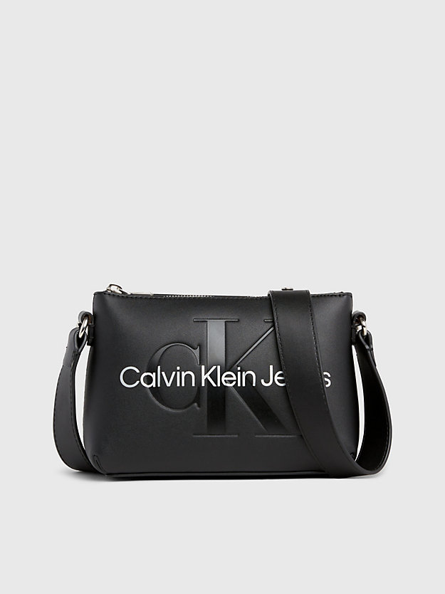 black/metallic logo crossbody bag für damen - calvin klein jeans